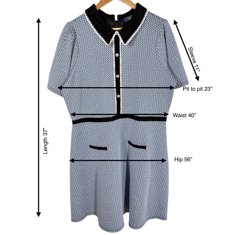 ModCloth Retro 50s Inspired Check Print Swing Dress Size 1X Collared Knee Length - Picture 7 of 7